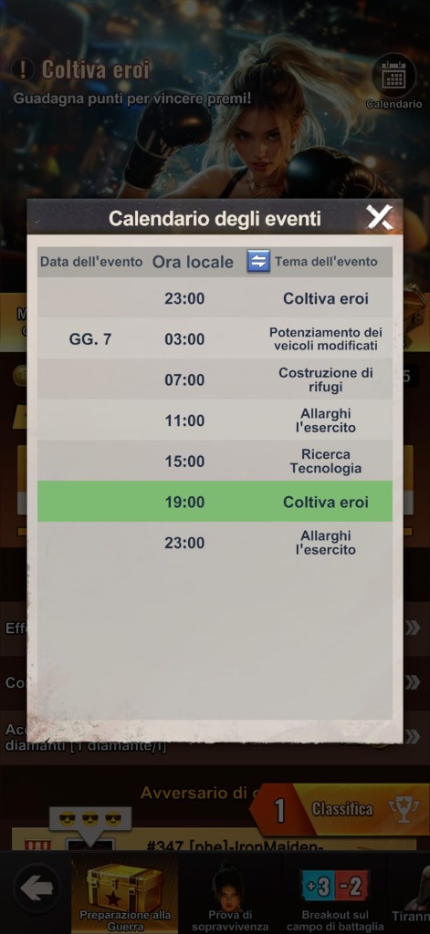 Calendario Evento Preparazione alla Guerra