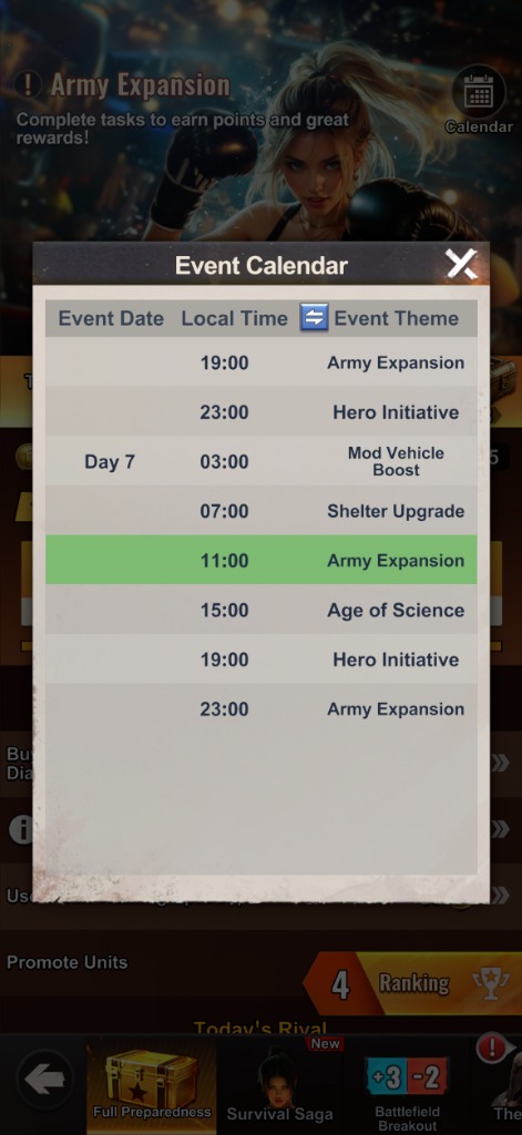 Full Preparedness Event Calendar