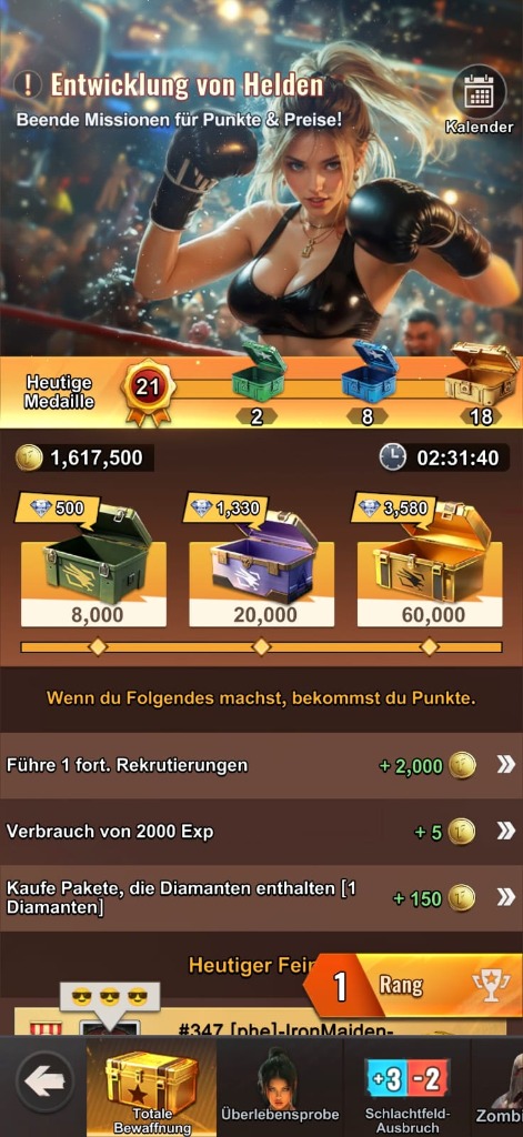 Übersicht Totale Bewaffnung Event